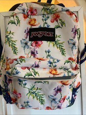 Jansport White Floral Print Backpack